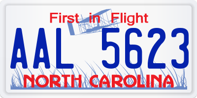 NC license plate AAL5623