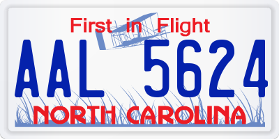 NC license plate AAL5624