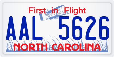 NC license plate AAL5626