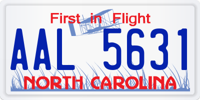 NC license plate AAL5631