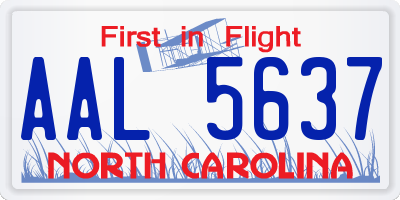 NC license plate AAL5637