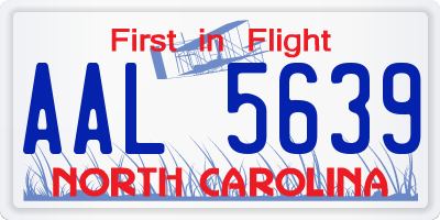 NC license plate AAL5639