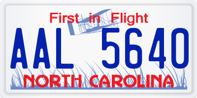 NC license plate AAL5640