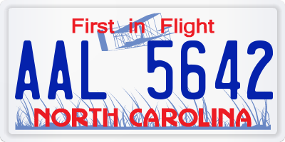 NC license plate AAL5642