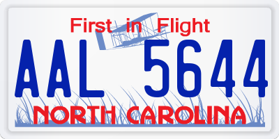 NC license plate AAL5644