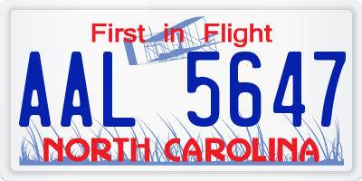 NC license plate AAL5647