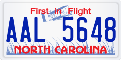 NC license plate AAL5648