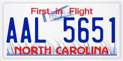 NC license plate AAL5651