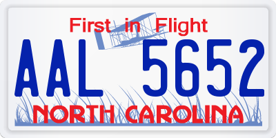 NC license plate AAL5652