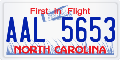 NC license plate AAL5653