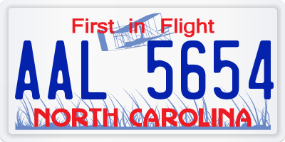 NC license plate AAL5654