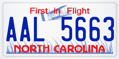 NC license plate AAL5663