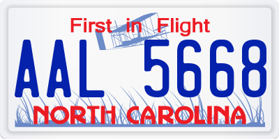 NC license plate AAL5668
