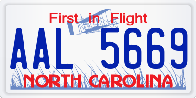 NC license plate AAL5669