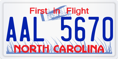 NC license plate AAL5670