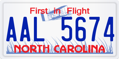 NC license plate AAL5674