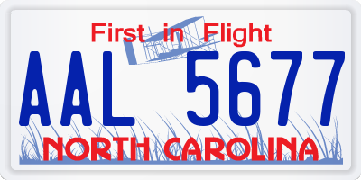 NC license plate AAL5677