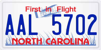 NC license plate AAL5702