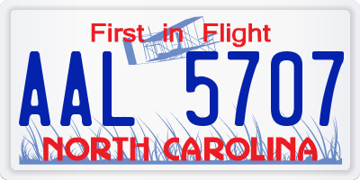 NC license plate AAL5707