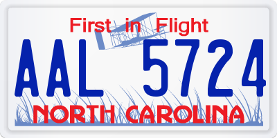 NC license plate AAL5724