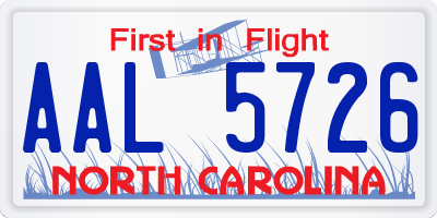 NC license plate AAL5726