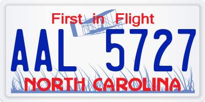 NC license plate AAL5727