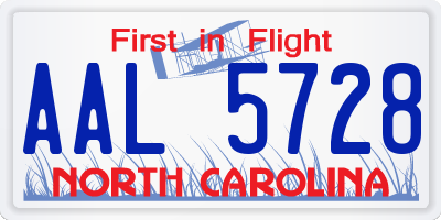 NC license plate AAL5728