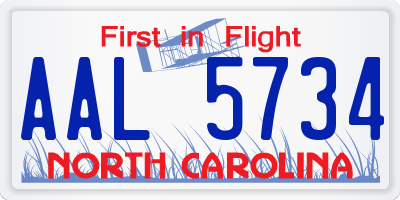 NC license plate AAL5734