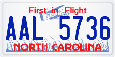NC license plate AAL5736