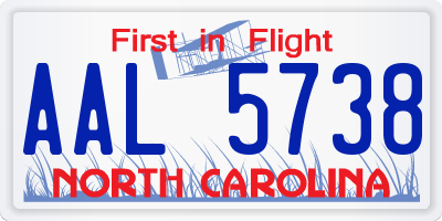 NC license plate AAL5738