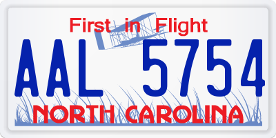 NC license plate AAL5754