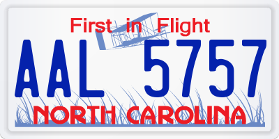 NC license plate AAL5757