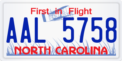 NC license plate AAL5758