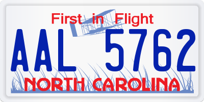 NC license plate AAL5762