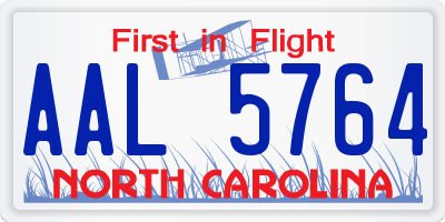 NC license plate AAL5764