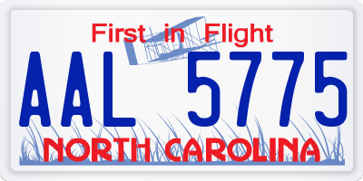 NC license plate AAL5775