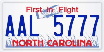 NC license plate AAL5777