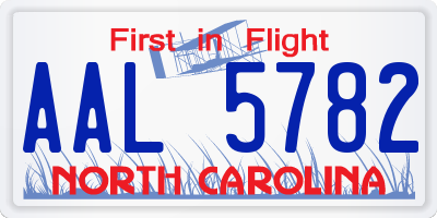 NC license plate AAL5782
