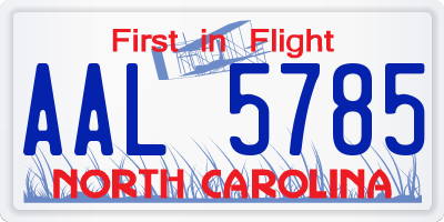 NC license plate AAL5785