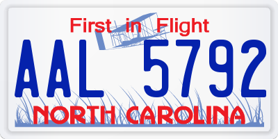 NC license plate AAL5792