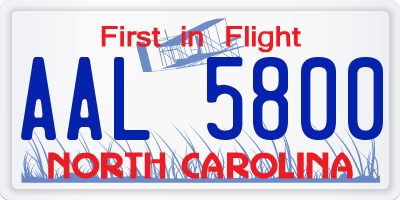 NC license plate AAL5800