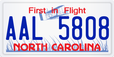 NC license plate AAL5808