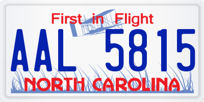NC license plate AAL5815
