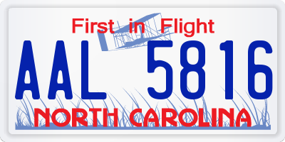 NC license plate AAL5816