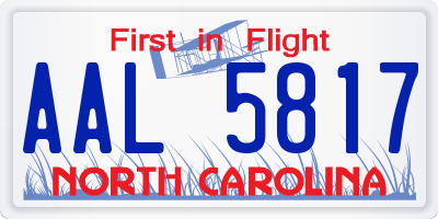 NC license plate AAL5817