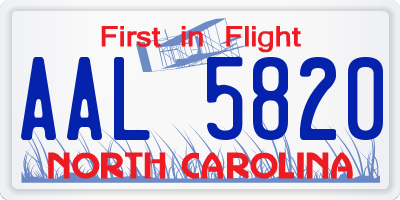 NC license plate AAL5820