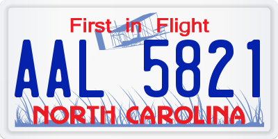 NC license plate AAL5821