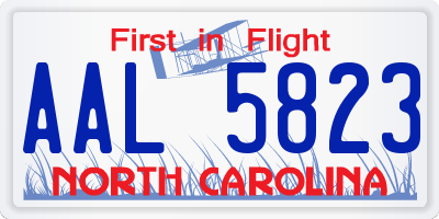 NC license plate AAL5823