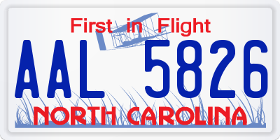 NC license plate AAL5826