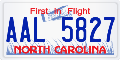 NC license plate AAL5827